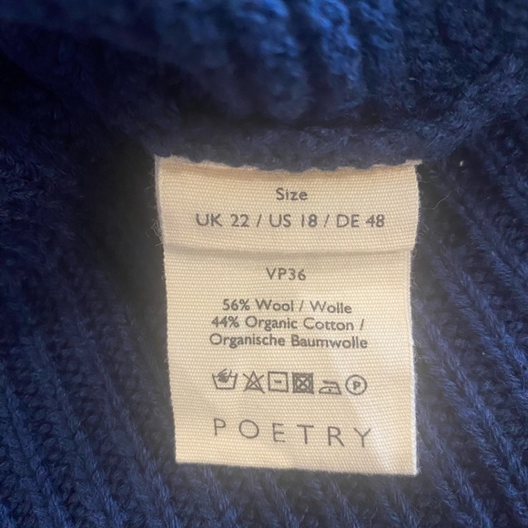 Poetry Blue organic wool/cotton cardigan size 18 - Picture 5 of 7